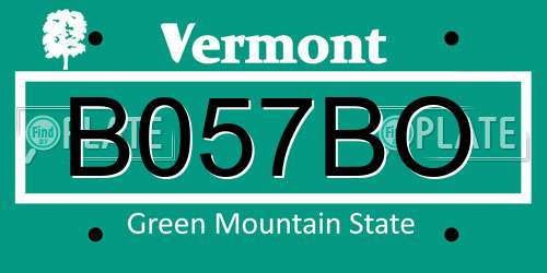 B057BO Vermont License Plate
