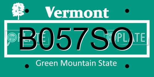 B057SO Vermont License Plate