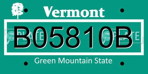 B05810B Vermont License Plate