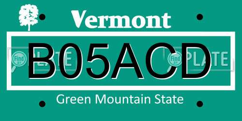 B05ACD Vermont License Plate