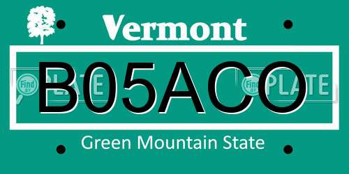 B05ACO Vermont License Plate