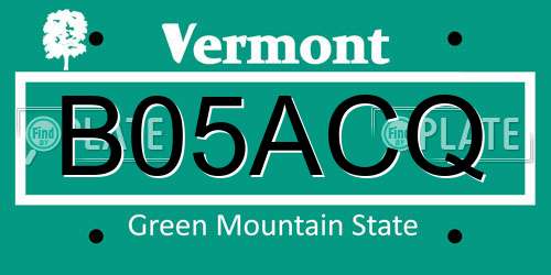 B05ACQ Vermont License Plate