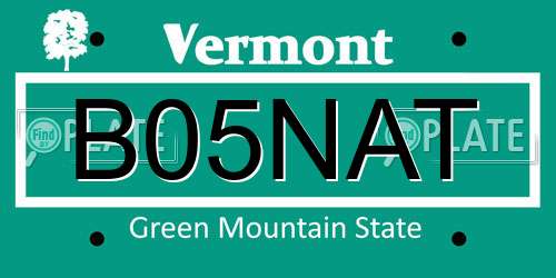 B05NAT Vermont License Plate