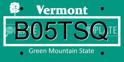 B05TSQ Vermont License Plate