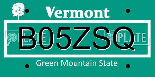 B05ZSQ Vermont License Plate