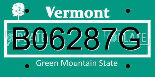 B06287G Vermont License Plate