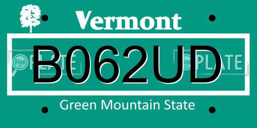 B062UD Vermont License Plate