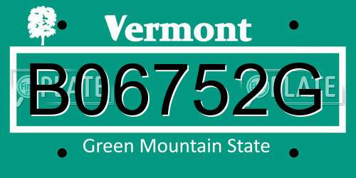B06752G Vermont License Plate