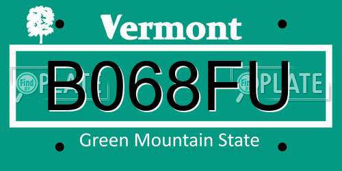 B068FU Vermont License Plate