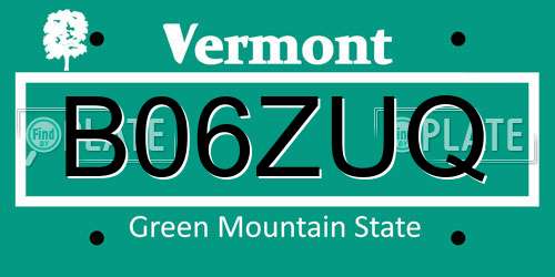 B06ZUQ Vermont License Plate