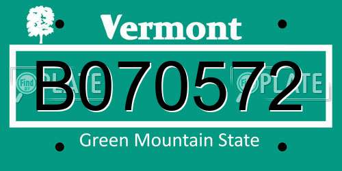B070572 Vermont License Plate