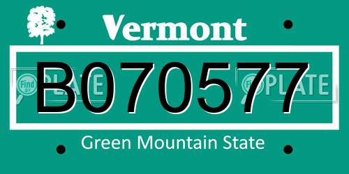 B070577 Vermont License Plate