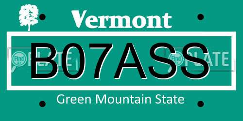 B07ASS Vermont License Plate
