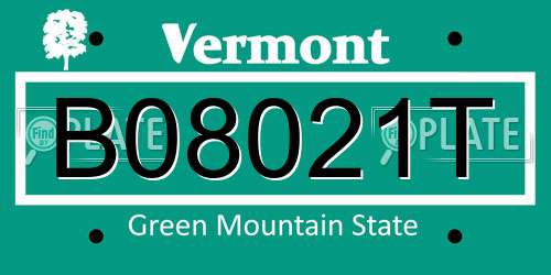 B08021T Vermont License Plate