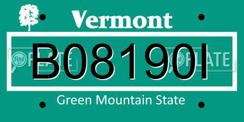 B08190I Vermont License Plate