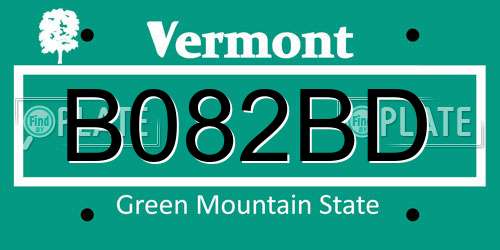 B082BD Vermont License Plate