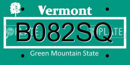 B082SQ Vermont License Plate