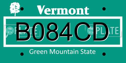 B084CD Vermont License Plate