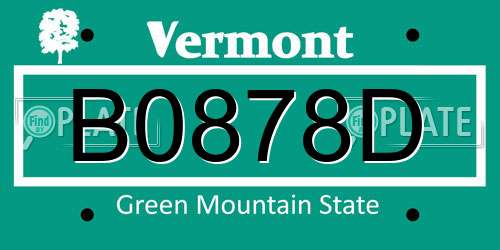 B0878D Vermont License Plate