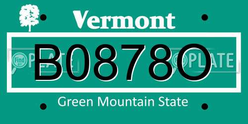 B0878O Vermont License Plate