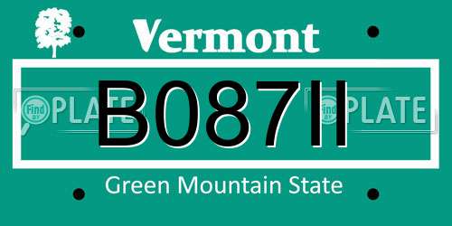 B087II Vermont License Plate