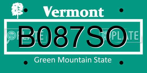 B087SO Vermont License Plate