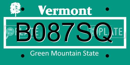 B087SQ Vermont License Plate