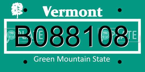 B088108 Vermont License Plate