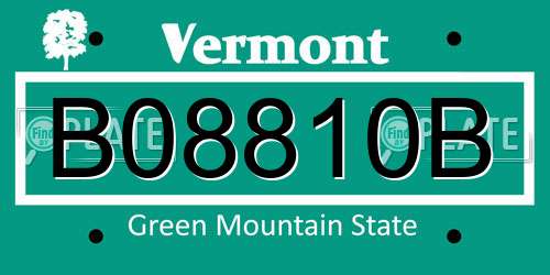 B08810B Vermont License Plate