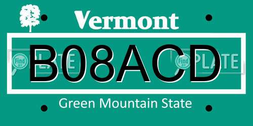 B08ACD Vermont License Plate