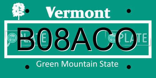 B08ACO Vermont License Plate