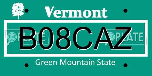 B08CAZ Vermont License Plate