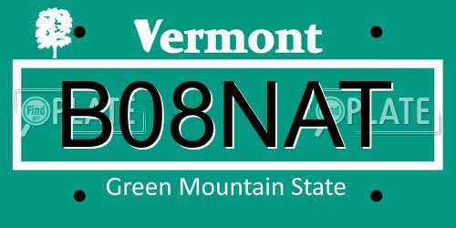 B08NAT Vermont License Plate