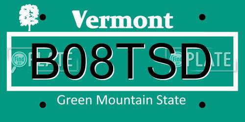 B08TSD Vermont License Plate