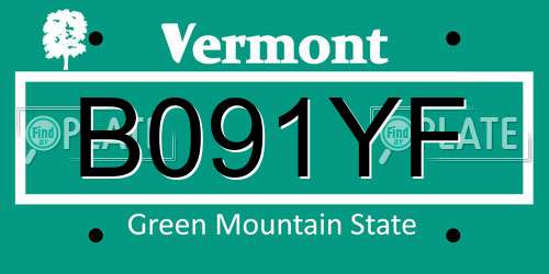 B091YF Vermont License Plate