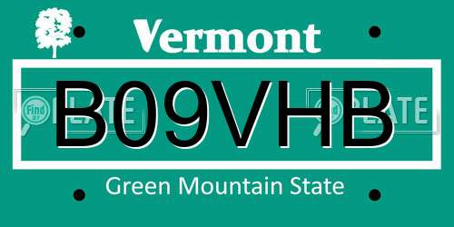 B09VHB Vermont License Plate