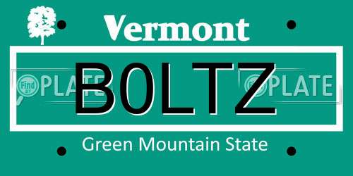 B0LTZ Vermont License Plate