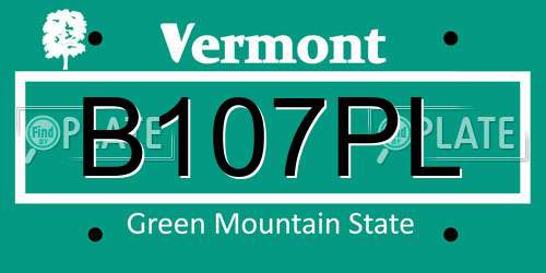 B107PL Vermont License Plate