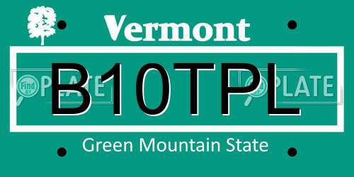 B10TPL Vermont License Plate
