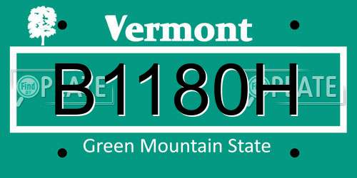 B1180H Vermont License Plate
