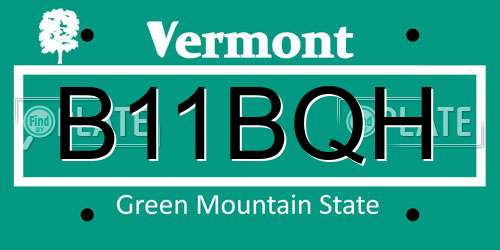 B11BQH Vermont License Plate