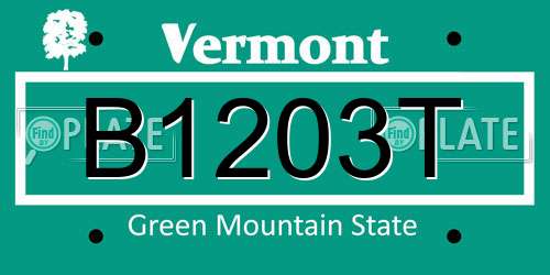 B1203T Vermont License Plate