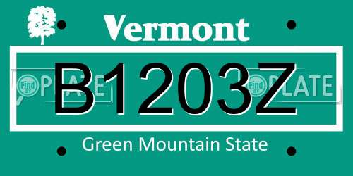 B1203Z Vermont License Plate