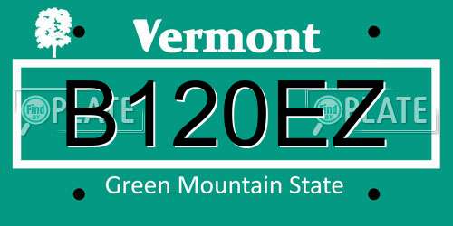 B120EZ Vermont License Plate
