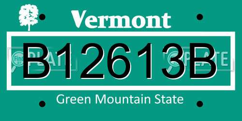 B12613B Vermont License Plate
