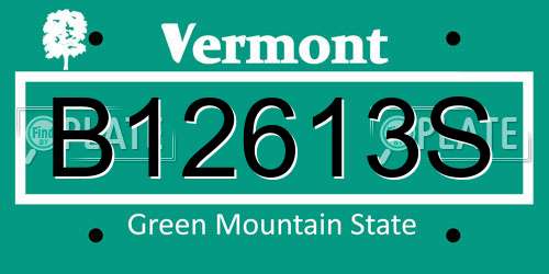 B12613S Vermont License Plate