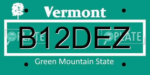 B12DEZ Vermont License Plate