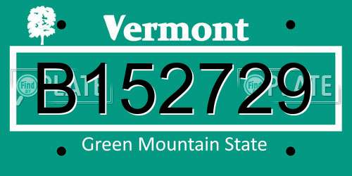 B152729 Vermont License Plate