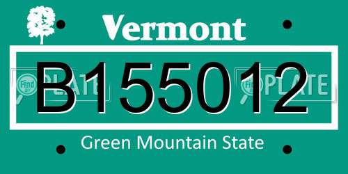 B155012 Vermont License Plate