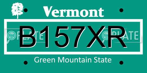 B157XR Vermont License Plate